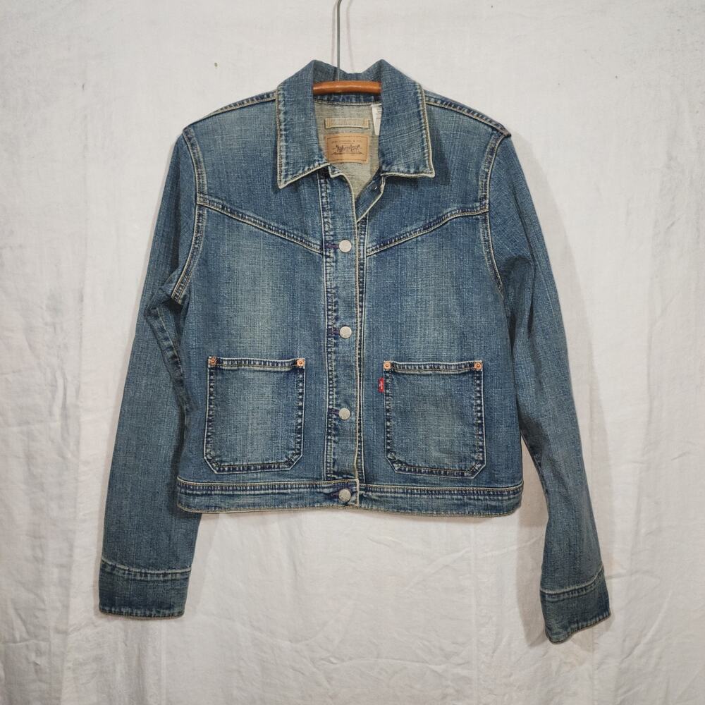 LEVI'S sz L red tab butterfly back jean denim jacket